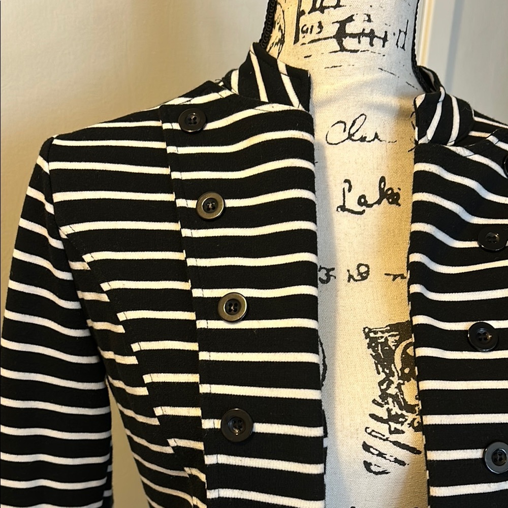 Chic Black and White Striped Blazer - Picture 2 of 5